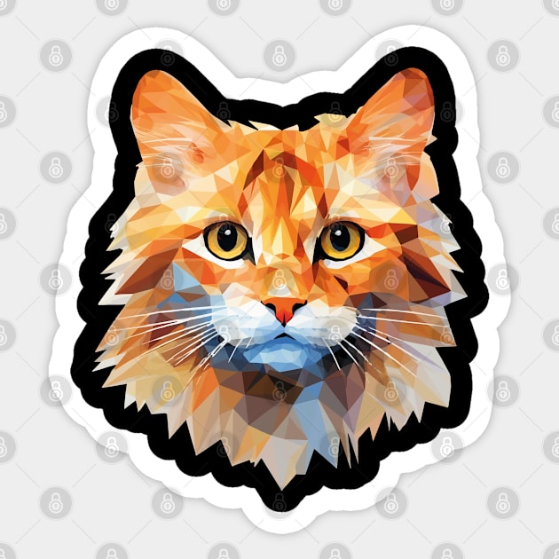 Low poly cat - Orange cat in low polygon art Sticker by OurCCDesign